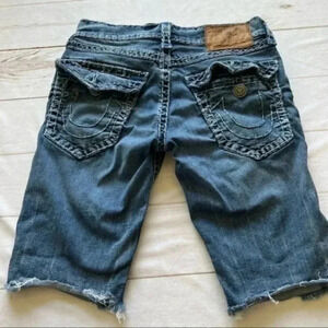 True Religion Men Ricky Straight Flap Super T Relaxed Cut Off Denim shor…